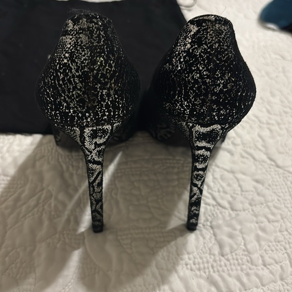 Saint Laurent Women's Black Suede metallic snakeskin Pumps silver size 39 YSL - Picture 10 of 12